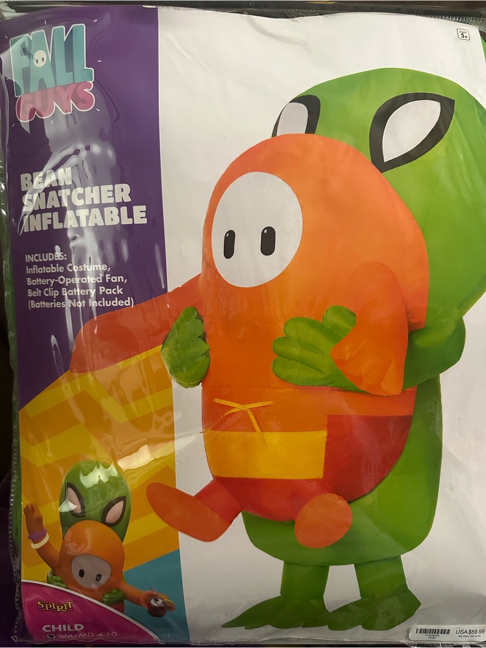 Spirit Bean Snatcher Inflatable Costume - Orange & Green